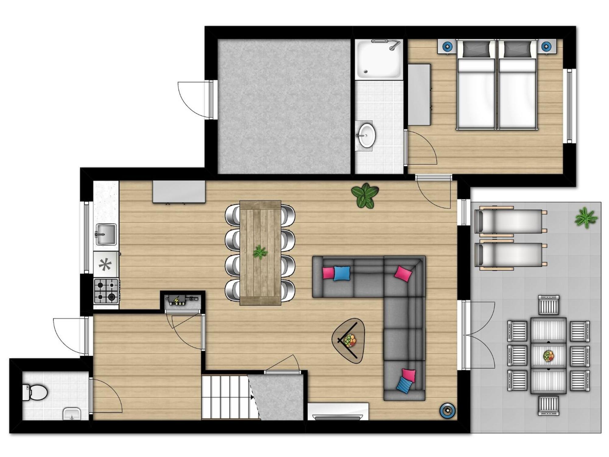 Vakantiehuis Restyled With Two Bathrooms, At 500 M